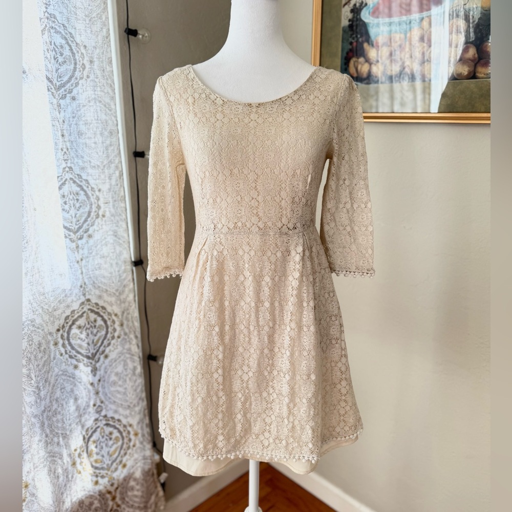 Miss Chievous Cream Lace Midi Dress